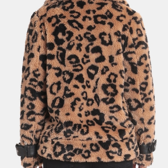 Avex Les Filles leopard print faux fur moto jacket. SMALL - Picture 13 of 15